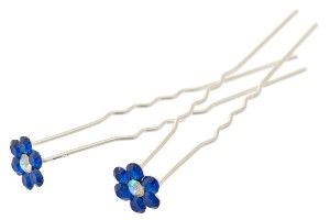 Шпильки для волос со стразами в форме цветка (синий - арт.0916375937)