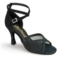Туфли женские La International Dance Shoes (IDS) LORRAINE MESH - BLACK NUBUCK/BLACK SILVER HOLO